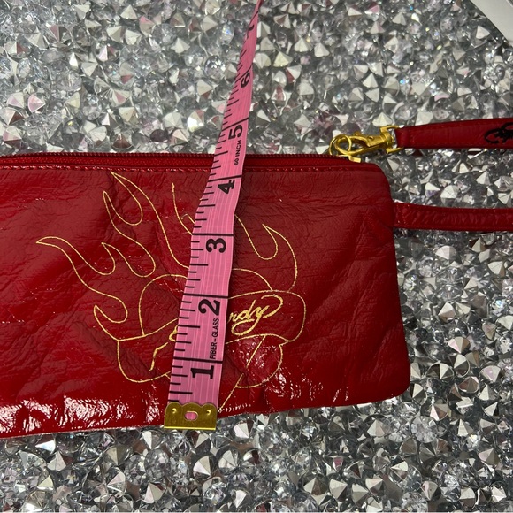 Ed hardy bag wristlet pouch red logo print interior tattoo brand don ed hardy - Picture 8 of 9